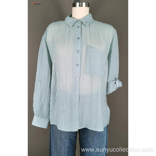 Ladie's shirt collar long sleeve shirt